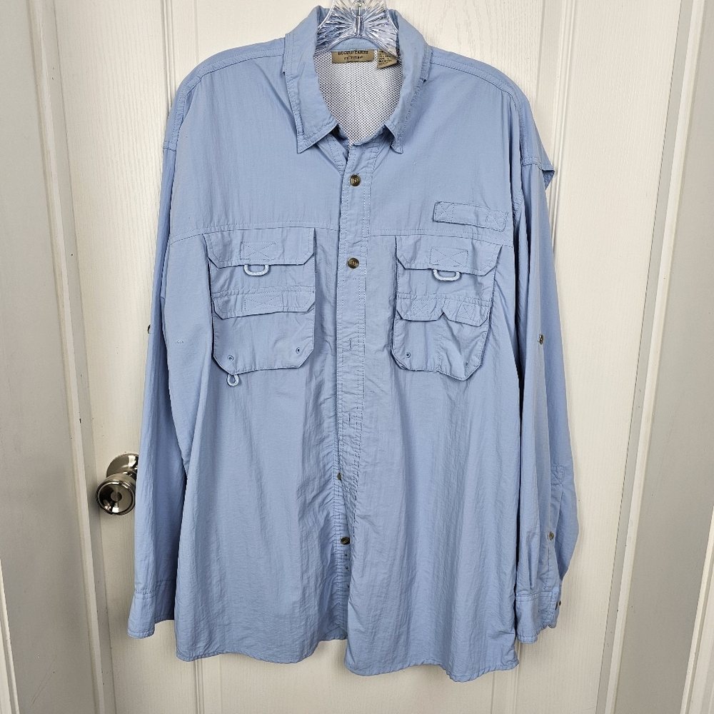 Rugged Earth Outfitters Powder Blue Fishing Shirt L Utility Outdoor